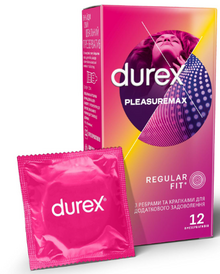 Презервативи Дюрекс (Durex) Плежермакс (Pleasuremax) рельєфні з ребрами і точками 12 штук